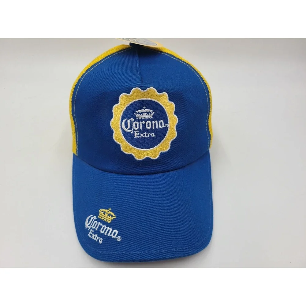Corona Extra Cerveza Mexican‎ Beer Mesh Trucker Snapback Hat Cap Men Blue Yellow